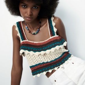 ZARA knit cropped multicolored